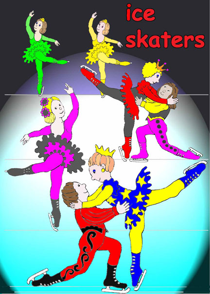 ice-skaters in their colourful costumes