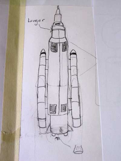 The Rocket covered with white paper